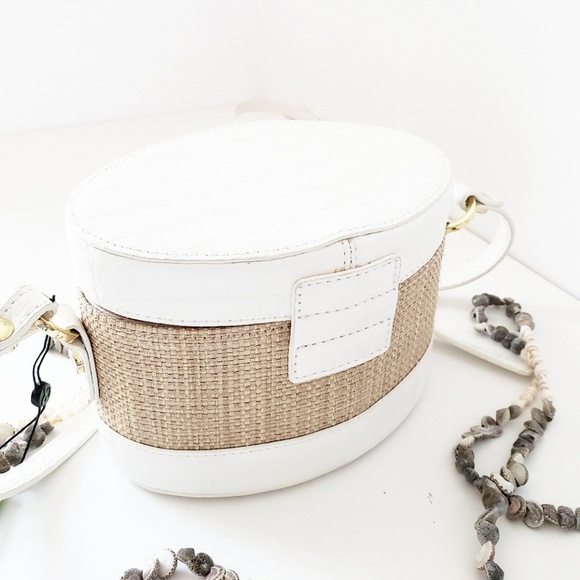 SALE! NWT SAM EDELMAN STRAW WHITE CROSSBODY BAG - Picture 4 of 6